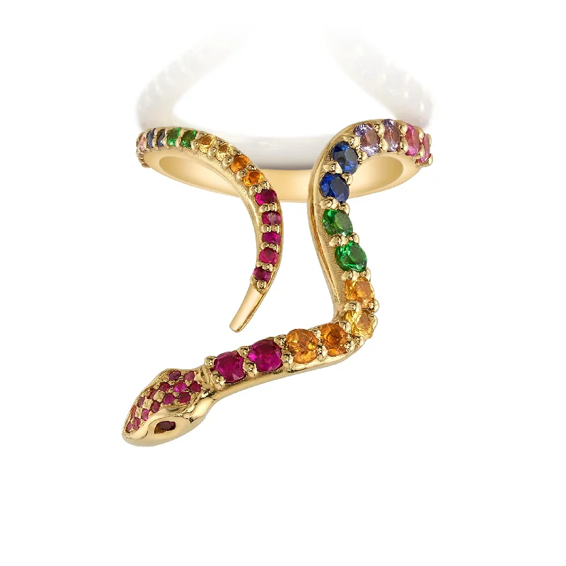 Unique Diamond Engagement Rings-Rainbow Snake Ring