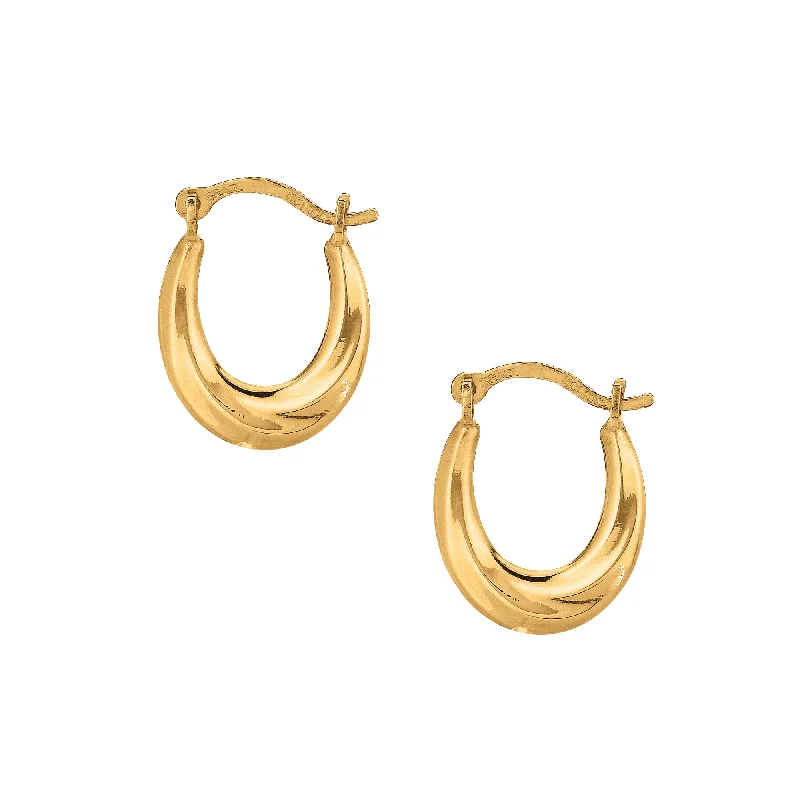 Luxury Pearl Earrings for Women-10K Gold Mini Oval Hoop Earring