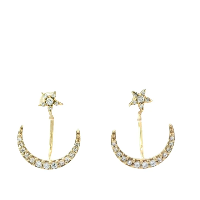 Large Dangle Earrings-Star Earrings with Moon Earring Jackets