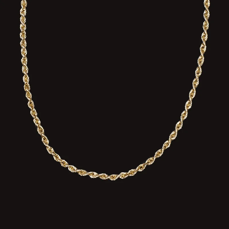 Charm Necklaces-14k YELLOW GOLD ROPE CHAIN 24 INCH 2mm 7.5gm NECKLACE CLASSIC TWIST MENS LADIES