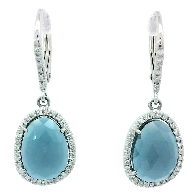 Fashion Drop Hoop Earrings-London Blue Topaz Drop Earrings