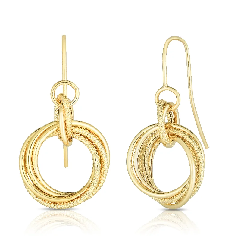 Cute Pearl Hoop Earrings-14K Gold Small Multi Row Dangle Earring