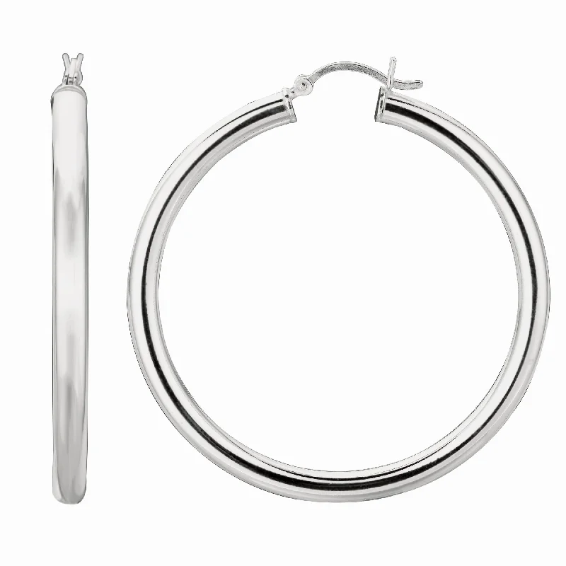 Modern Statement Earrings-Silver 4x40mm Hoop Earring