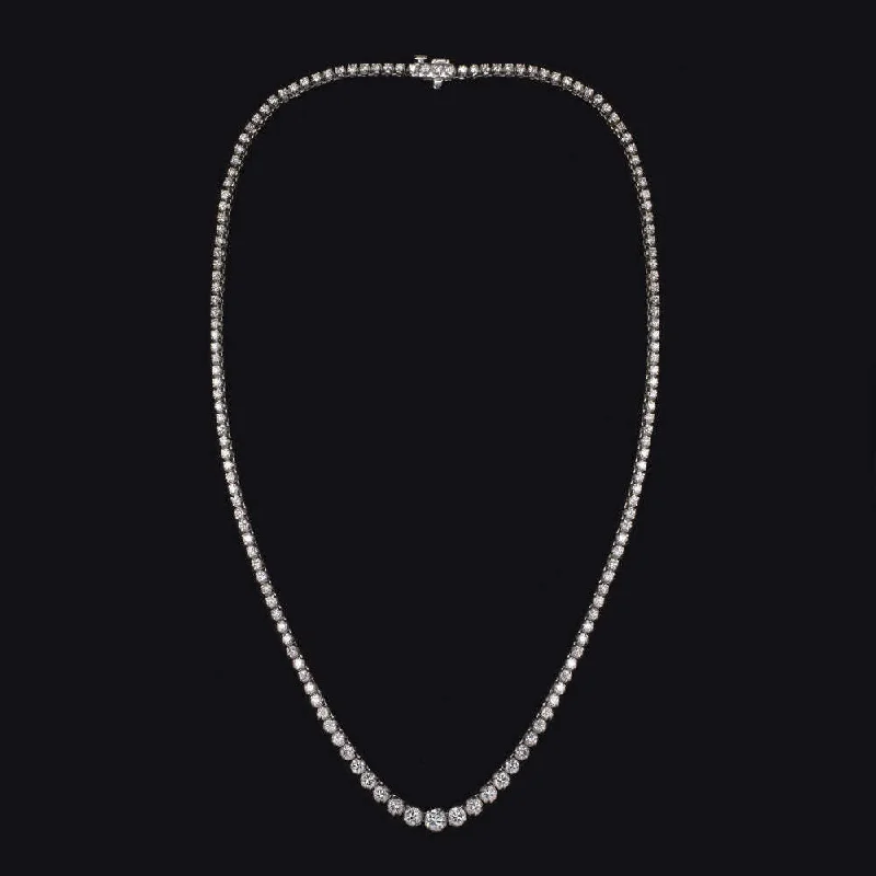 Long Chain Necklaces-5 CARAT NATURAL DIAMOND RIVIERA NECKLACE WHITE GOLD IDEAL CUT TENNIS GRADUATED