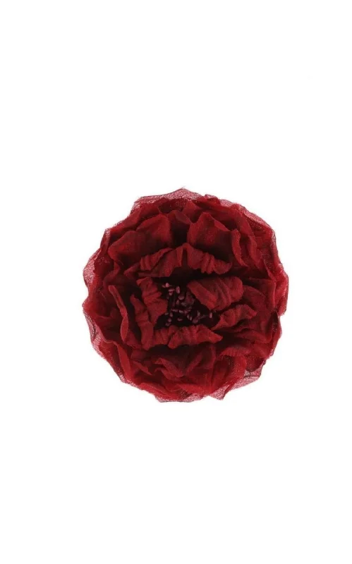 Heart Brooch-Red Silk Flower Brooch