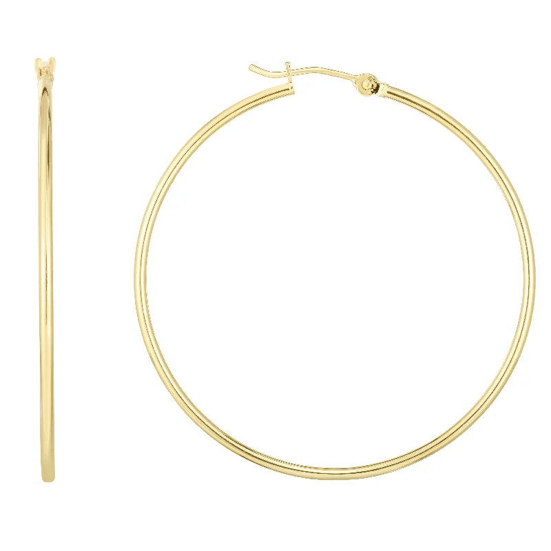 Classic Gold Earrings-14K Gold 1.5x45mm Hoops