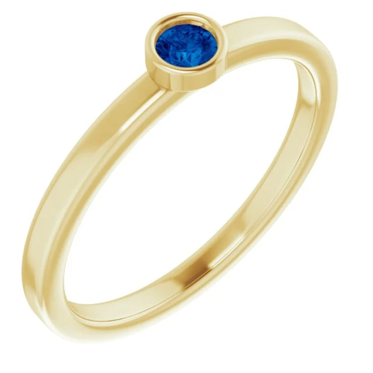 Wedding Rings With Custom Engraving-14K Yellow 3 mm Natural Blue Sapphire Ring