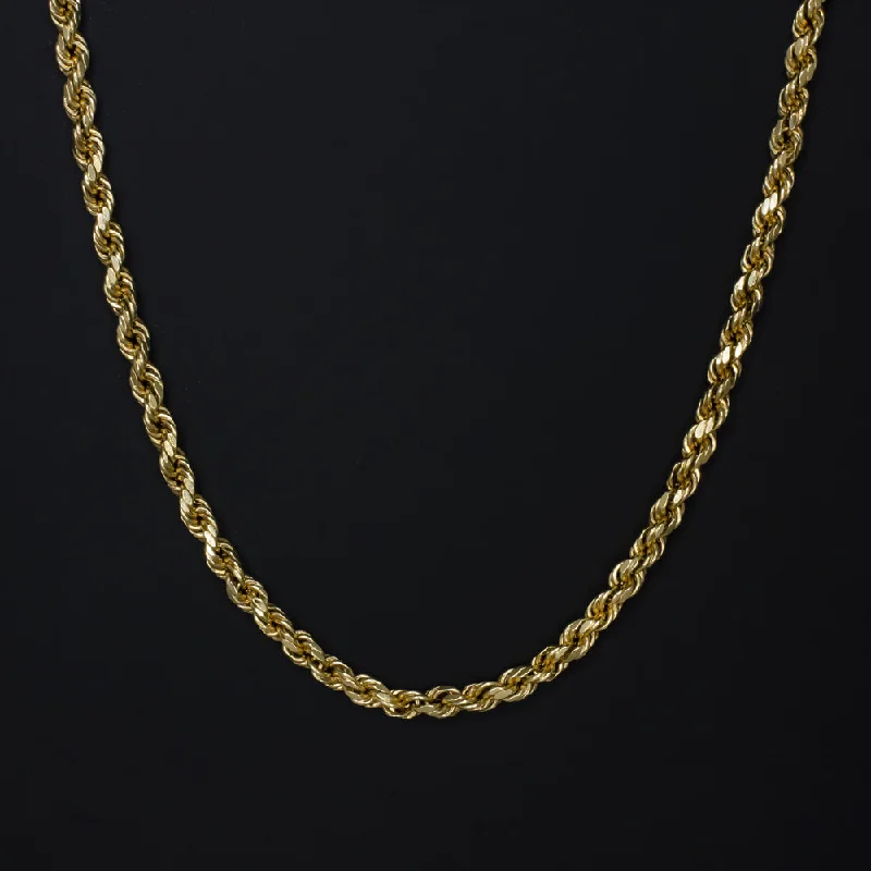 Customizable Necklaces-SOLID 14K YELLOW GOLD ROPE CHAIN 18in 2.25mm CLASSIC TWIST MENS LADIES NECKLACE