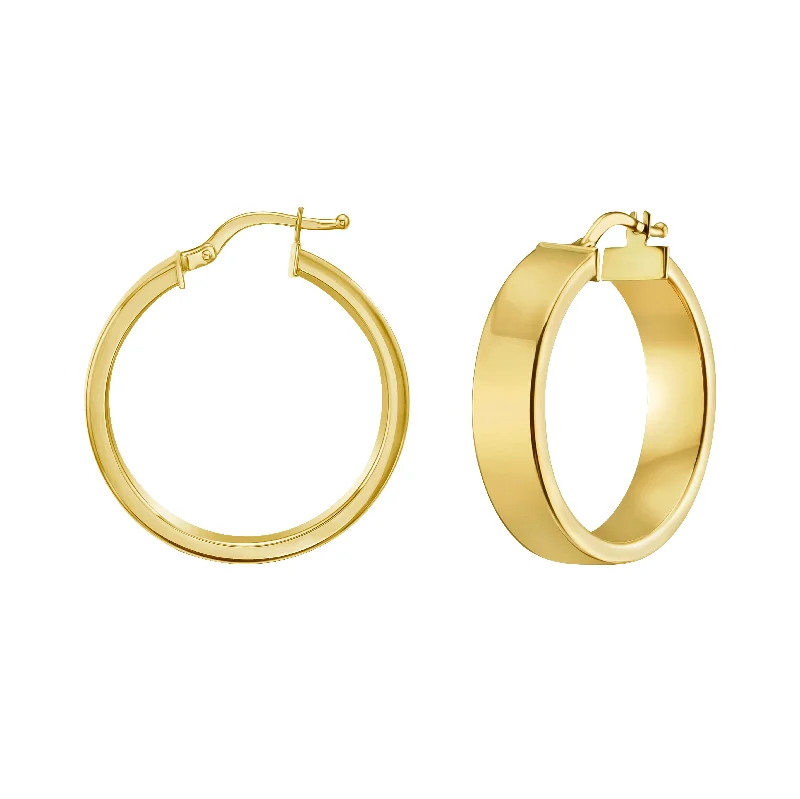 Large Earrings-14K Medium Square Tube Hoops