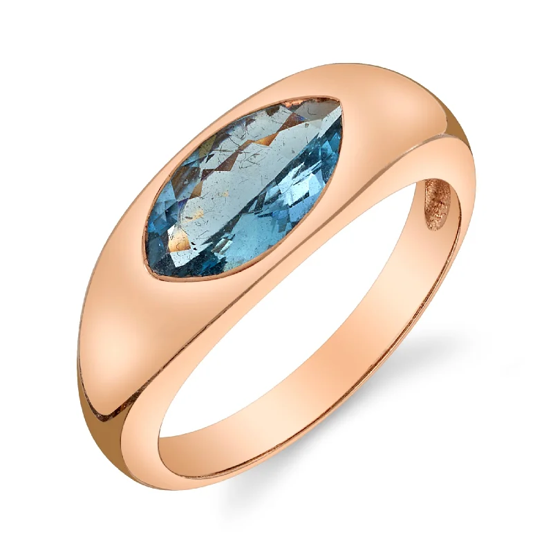 Elegant Wedding Bands-London Blue Marquise Topaz Ring