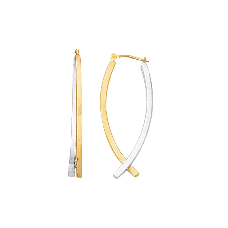 Elegant Gemstone Drop Earrings-14K Yellow & White Gold Polished Hoop Earring