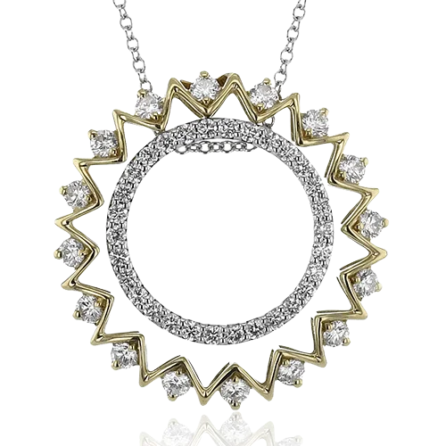 Bridal Necklaces-Sun Medallion Pendant Necklace in 18k Gold with Diamonds LP4922