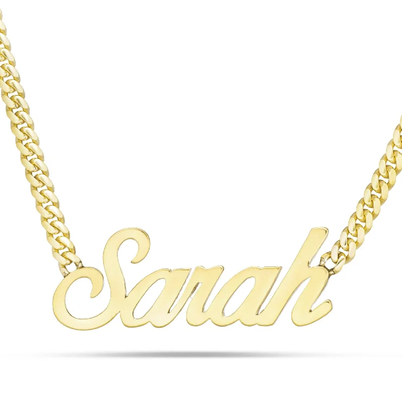 Bold Necklaces-YOUR NAME - Custom Solid Gold Large Cuban Name Necklace