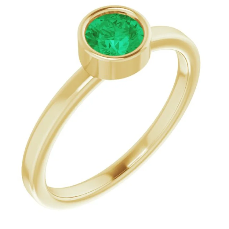 Sterling Silver Wedding Rings-14K Yellow 5 mm Lab-Grown Emerald Ring