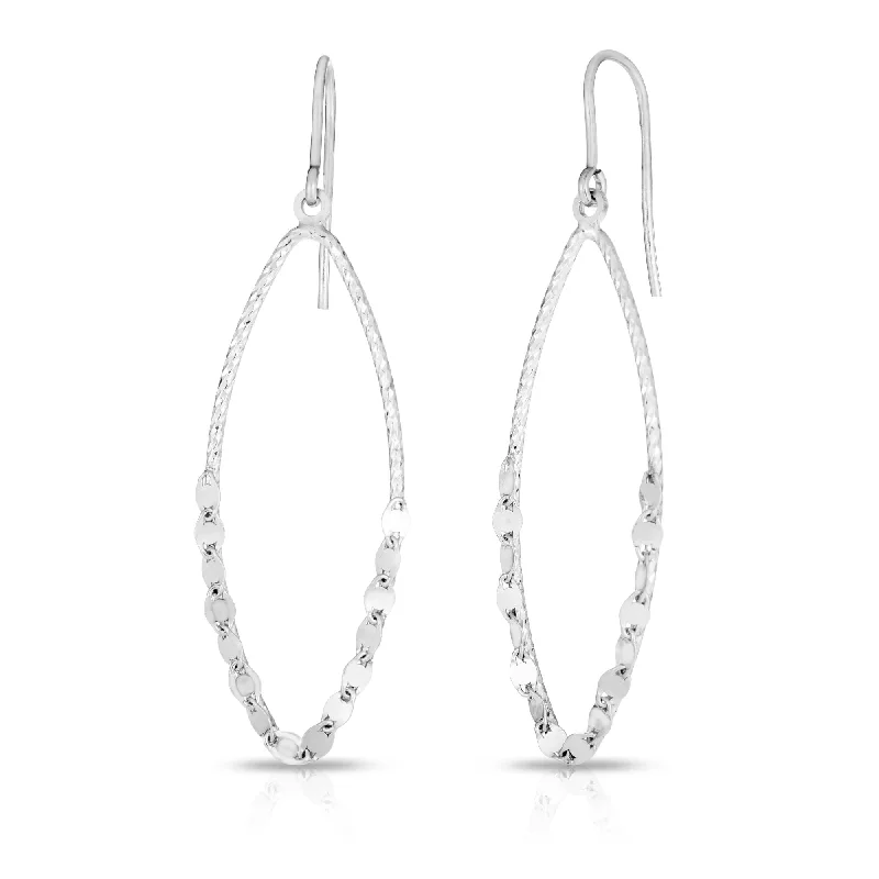 Heart Gold Earrings-Silver Long Oval Mirror Chain Earring