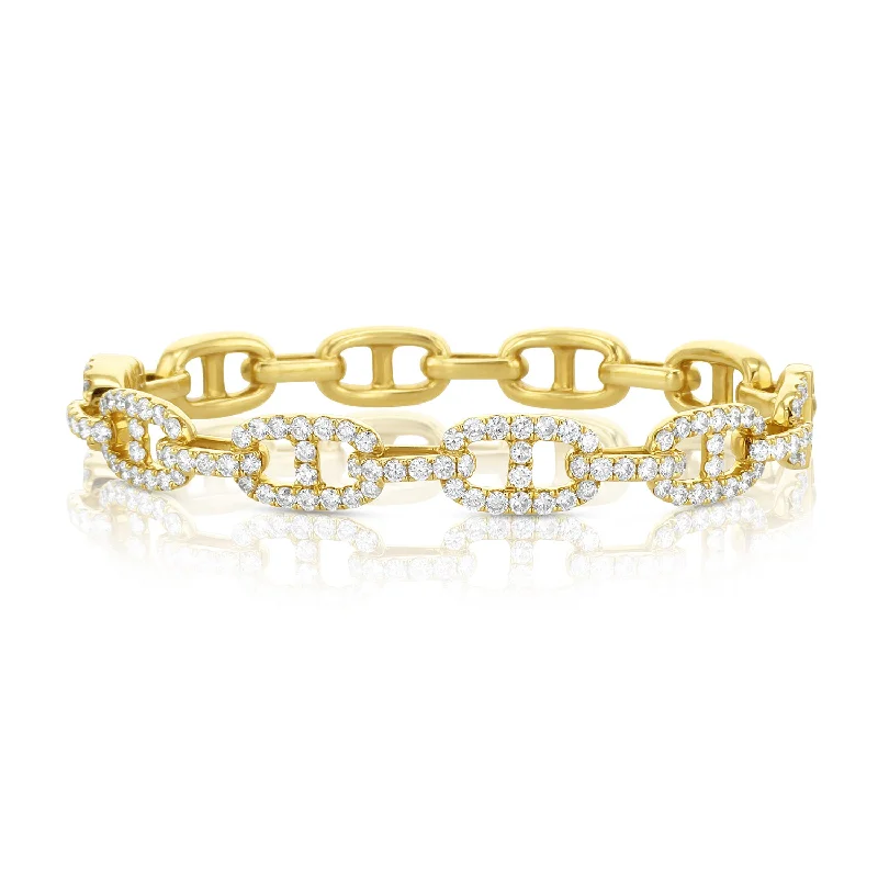 Bracelets For Casual Outfits-3.00 Carat Diamond Pave Link Bangle set in 18K Yellow Gold