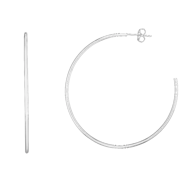 Elegant Drop Hoop Earrings-14K Gold 1.5x50mm Polished C Hoop Earring