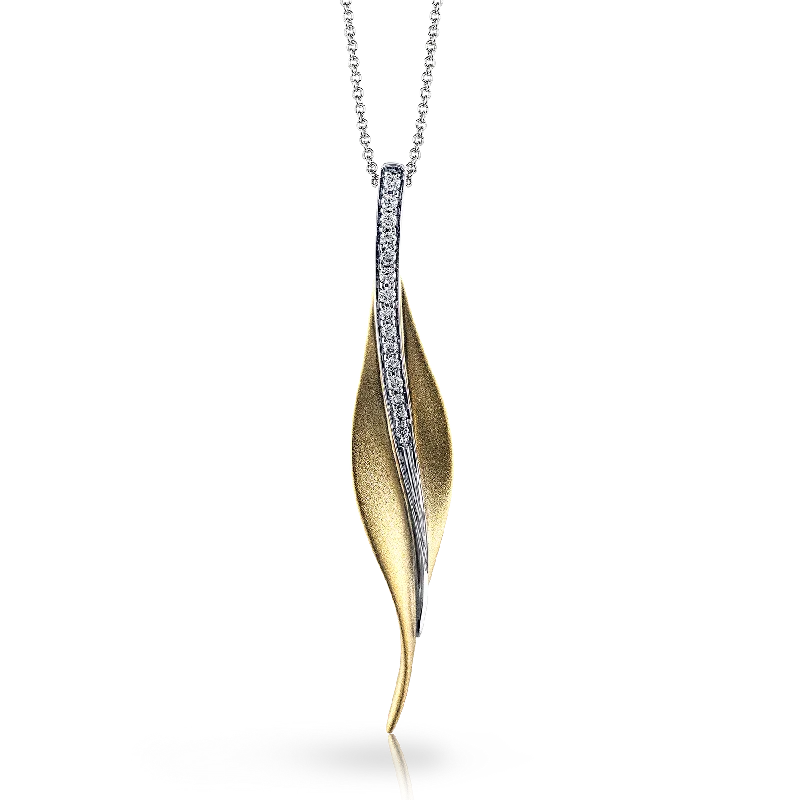 Coral Necklaces-Fallen Leaves Pendant Necklace in 18k Gold with Diamonds DP113