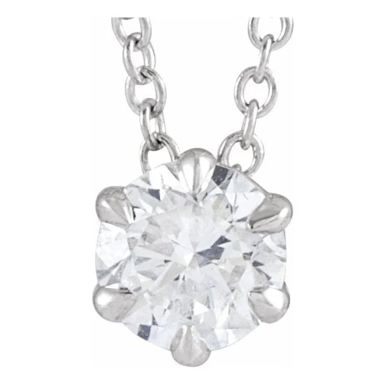 Cross Necklaces-14K White 3/8 CT Lab-Grown Diamond Solitaire 16-18" Necklace