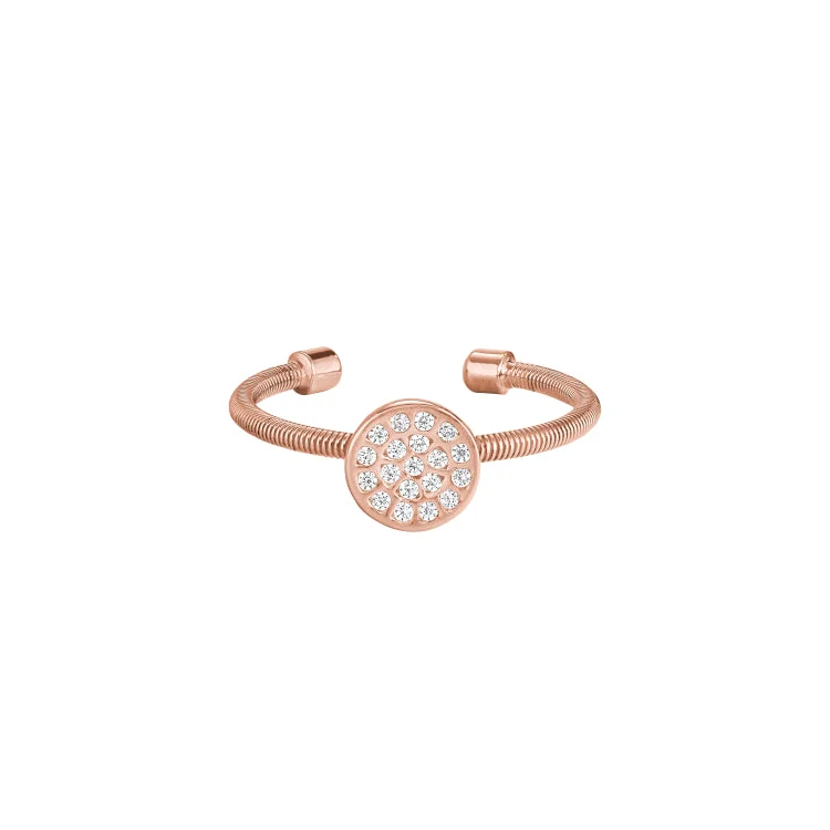 Personalized Rings For Men-Rose Gold Finish Sterling Silver Cable Cuff One Circle Ring with Simulated Diamonds