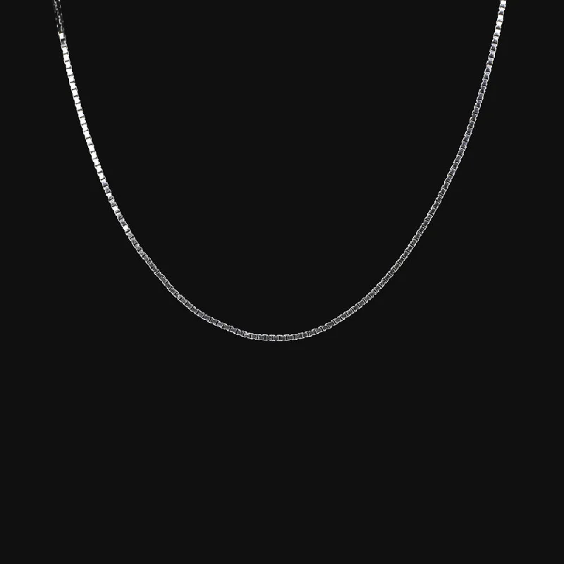 Luxury Silver Pendant Necklaces-SOLID 14k WHITE GOLD BOX CHAIN NECKLACE 16 INCH DAINTY 0.7mm THIN CLASSIC SLINKY