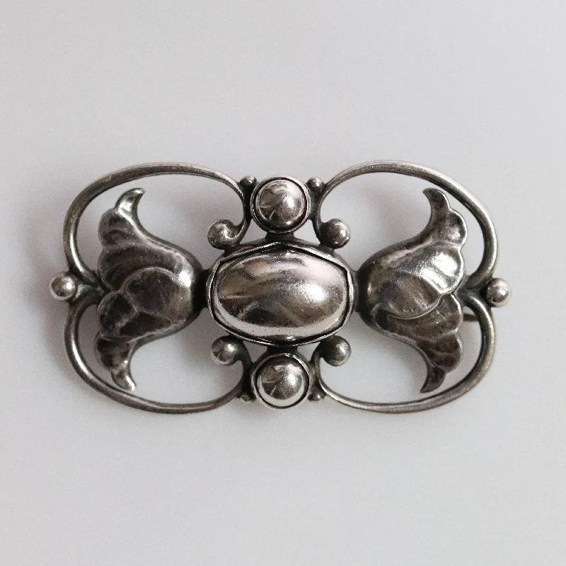 Butterfly Brooch For Special Occasions-Georg Jensen Jewelry | Ornate Art Nouveau Pin Silver Vintage Brooch 236A