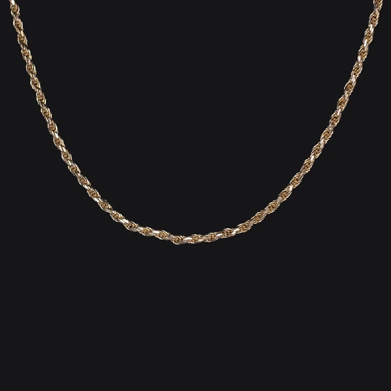 Trendy Pendant Necklaces-14k YELLOW GOLD ROPE CHAIN 18 INCH 1.8mm NECKLACE CLASSIC SOLID MENS LADIES