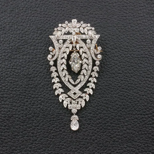 Brooch For Anniversary-Antique Diamond Brooch in Box