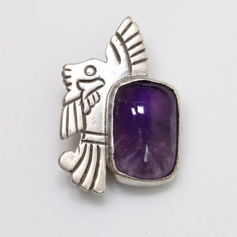 Personalized Brooch For Gifts-William Spratling Jewelry | Taxco Silver Amethyst Eagle Vintage Brooch