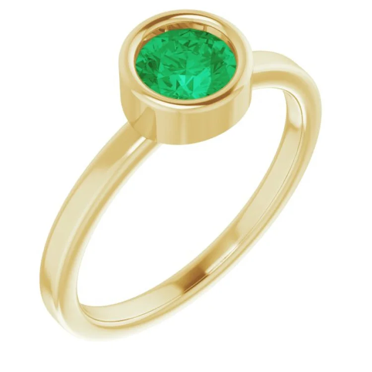 Promise Rings-14K Yellow 5.5 mm Natural Emerald Ring