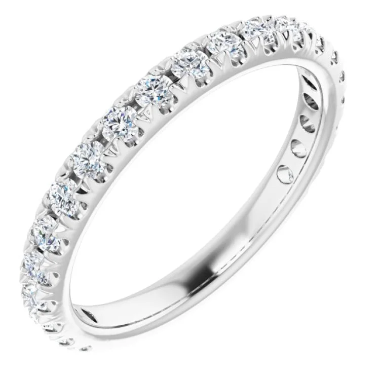 Bridal Set Rings-14K White 5/8 CTW Natural Diamond French-Set Anniversary Band