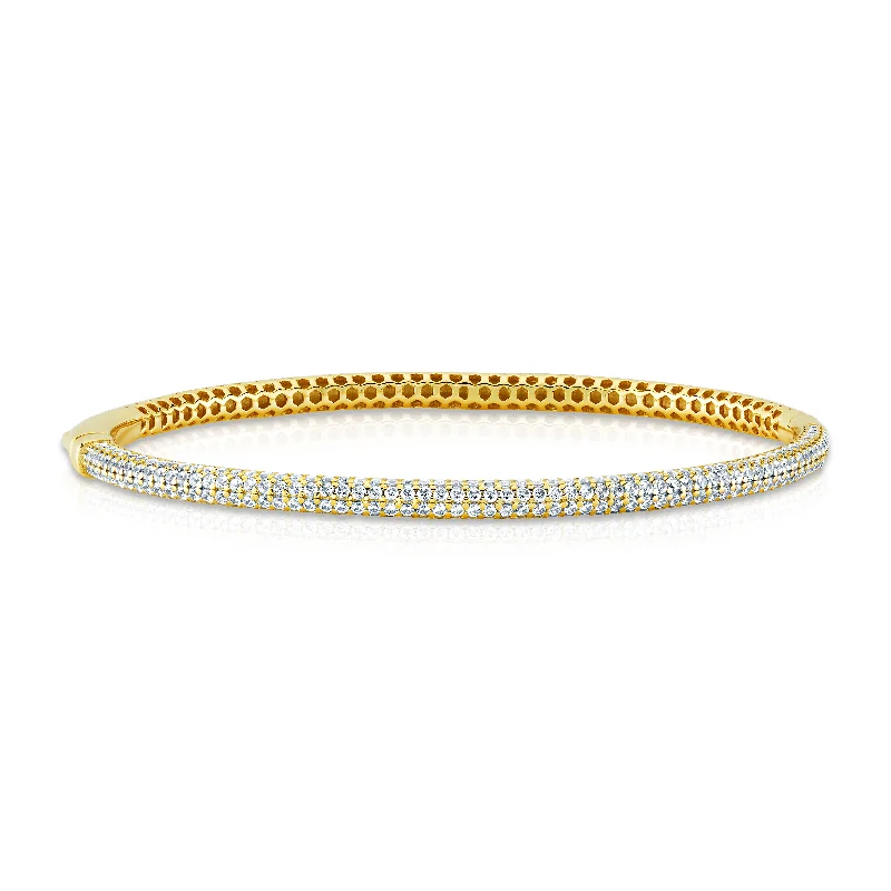 Bracelets With Heart Charms-CZ PAVE BANGLE, GOLD