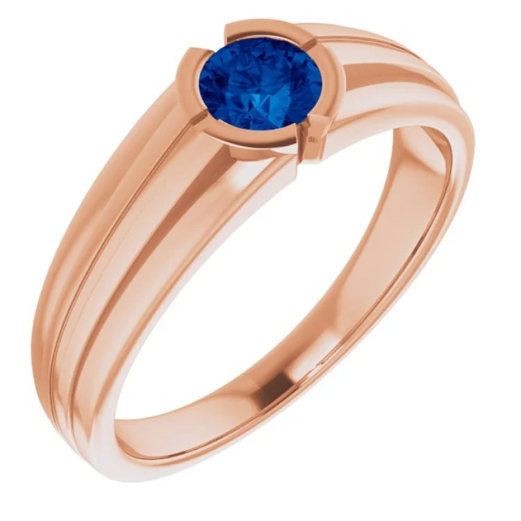 Birthstone Promise Rings-14K Rose Lab-Grown Blue Sapphire Ring