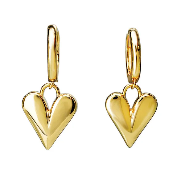 Sparkly Gold Earrings-Ladies Fashion Heart Earrings