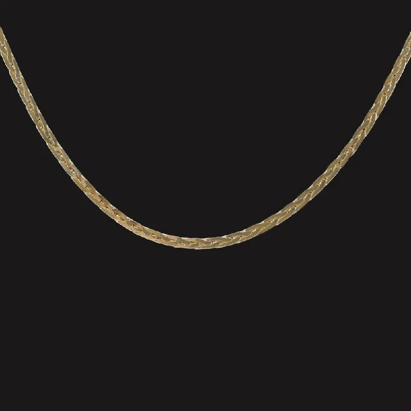 Men’s Necklaces-SOLID 14k YELLOW GOLD BRAIDED NECKLACE FLAT WHEAT CHAIN 19in 1.8mm MENS LADIES