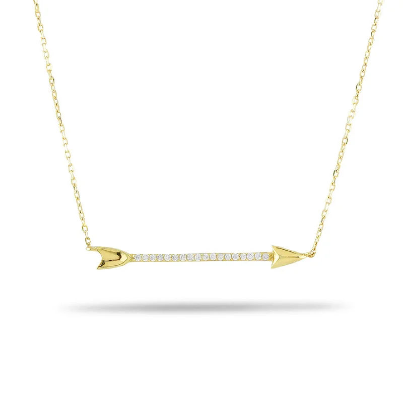 Sparkling Necklaces-14k Yellow Gold Diamond Arrow Necklace