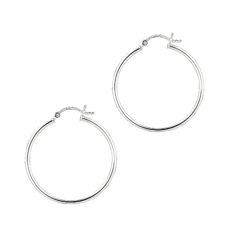 Heart Earrings for Women-Silver 2x30mm Hoop Earring