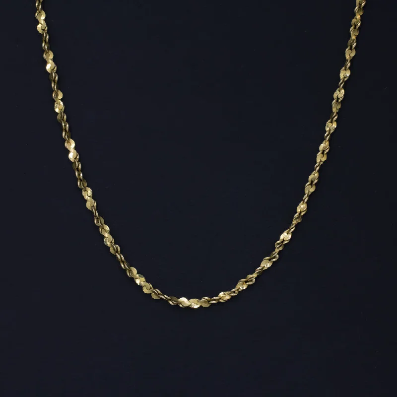 Elegant Gold Necklaces-SOLID 14K YELLOW GOLD 18 INCH CHAIN 1.1mm FIGURE EIGHT TWIST MEN LADIES NECKLACE