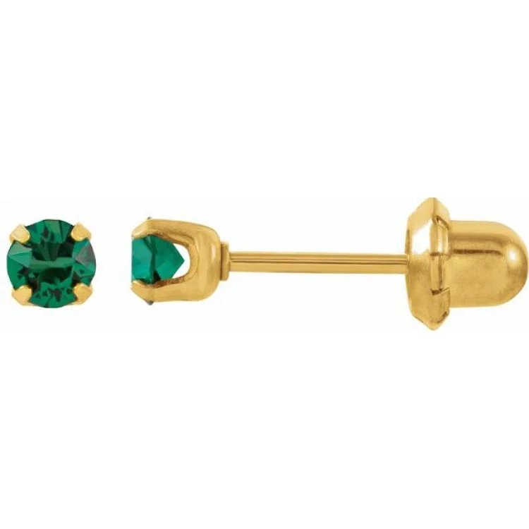 Pink Earrings-24K Gold-Plated Stainless Steel Imitation Emerald Inverness® Piercing Earrings