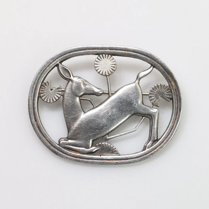 Elegant Rose Brooch-Vintage Georg Jensen Jewelry | Arno Malinowski Kneeling Deer Brooch 256