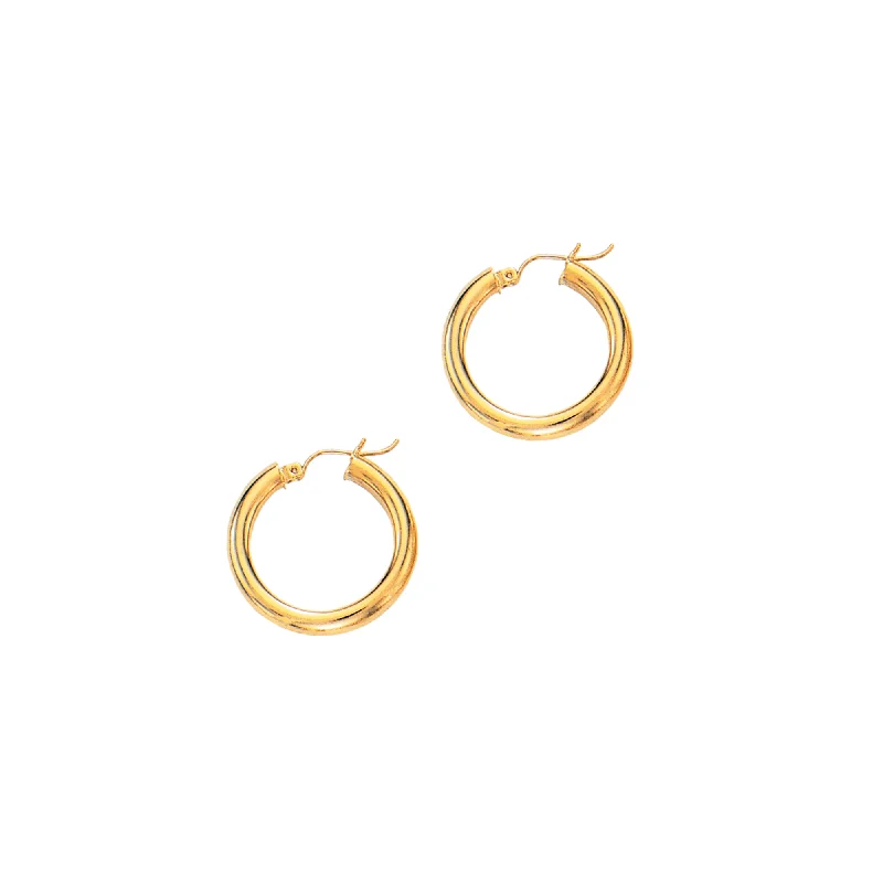 Fashion Pearl Earrings-14K Gold 4x25mm Hoops