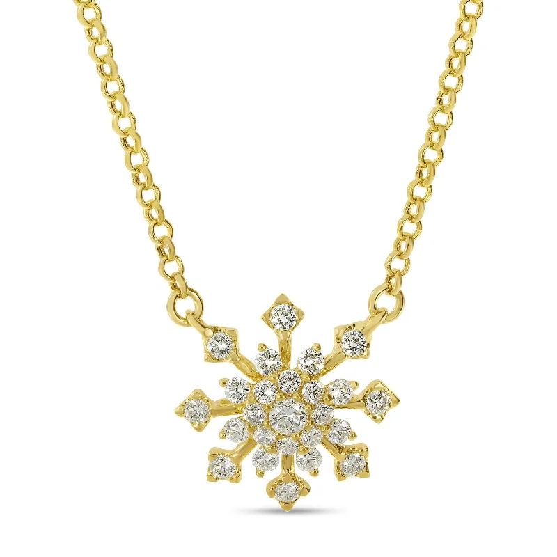 Bar Necklaces-DIAMOND SNOWFLAKE NECKLACE P10556-18