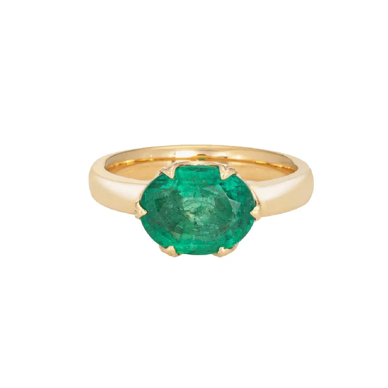 Elegant Engagement Rings-Oval Emerald Ring