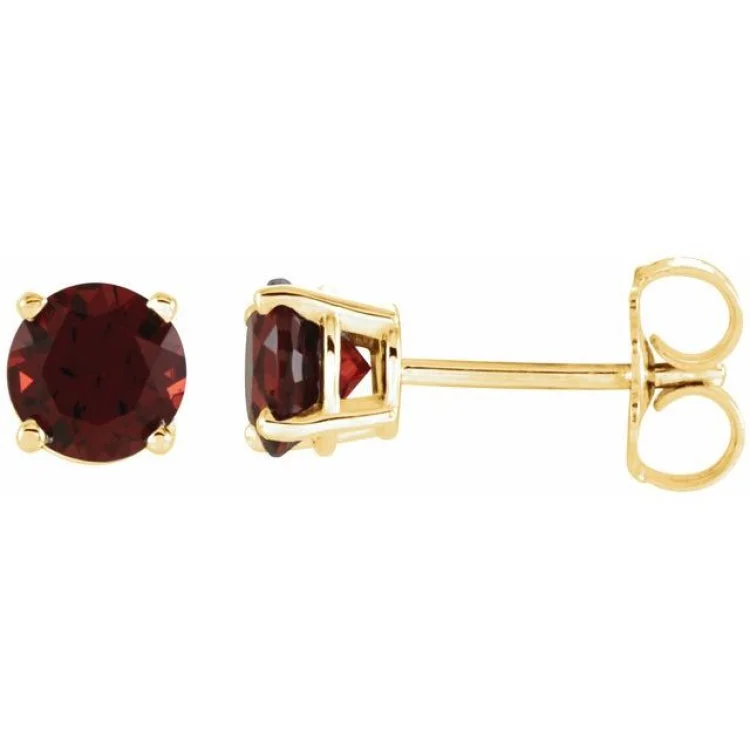 Crystal Pearl Earrings-14K Yellow 5 mm Natural Mozambique Garnet Stud Earrings