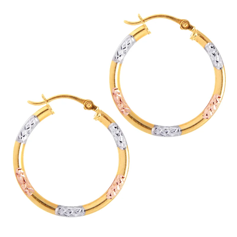 Unique Designer Earrings-10K Gold Diamond Cut Hoop Earring