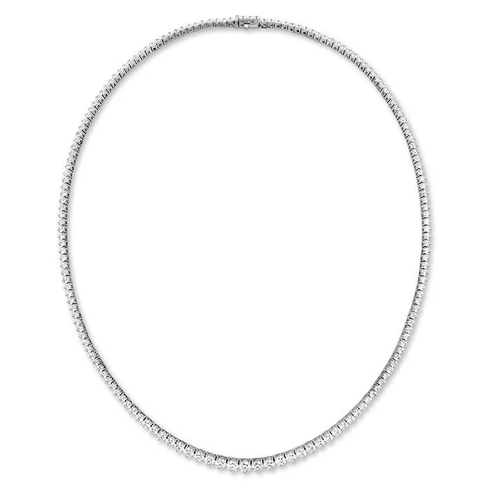 Minimalist Gold Necklaces-Signature Uniform Diamond Tennis Necklace in 18K White Gold, 18in