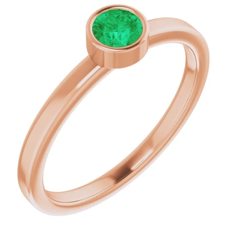 Pear Engagement Rings-14K Rose 4 mm Lab-Grown Emerald Ring