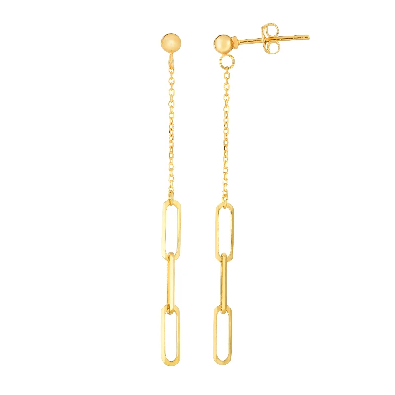 Large Crystal Hoop Earrings-14K Gold Dangle Paperclip Earrings