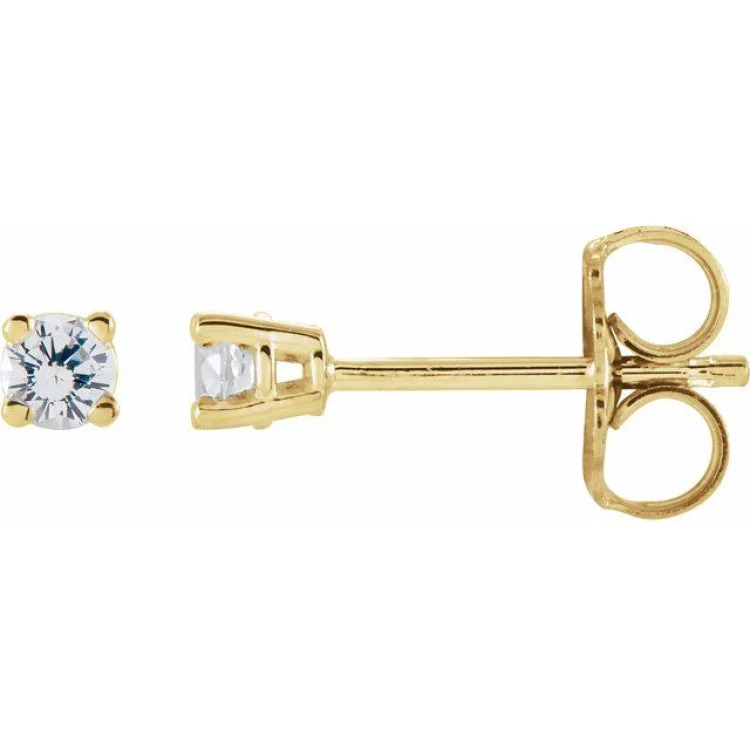 Gold Crystal Earrings-14K Yellow 2.5 mm Natural White Sapphire Stud Earrings