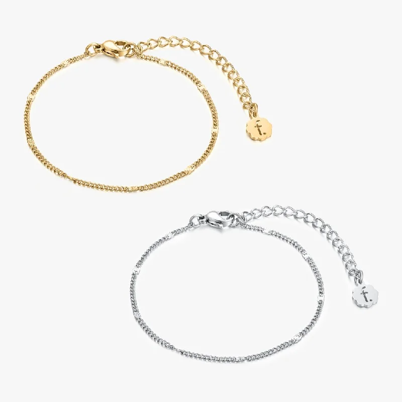 Bracelets For Bold Fashion Statements-Thin Hammered Chain Bracelet